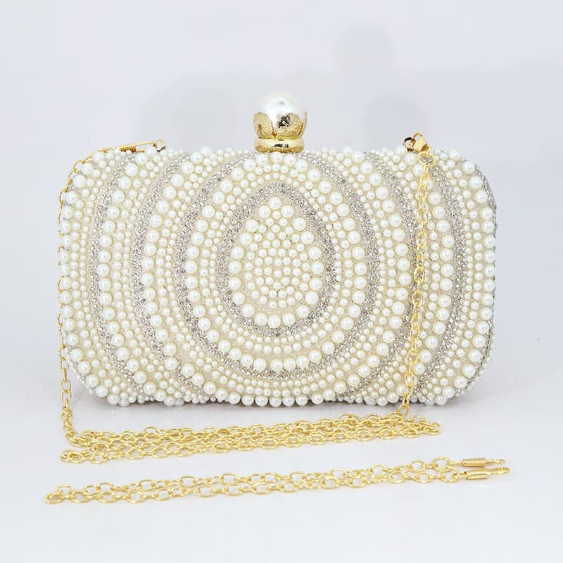 Cross-border new European and American retro socialite water drop pearl clutch bag bead embroidered evening bag party dress evening clutch bag