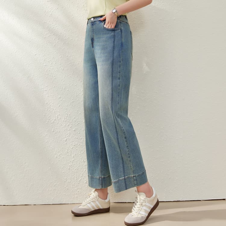 [Retro Straight Leg Slimming Elastic Back Waist Versatile Jeans] Slim and Lixiu Plus Size Women's New Style Summer Clothes for Fat MM