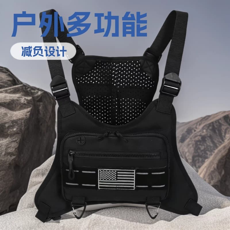 Outdoor tactical chest bag men's multi-functional training running shoulder sports hiking fitness bag tactical mobile phone bag mountaineering