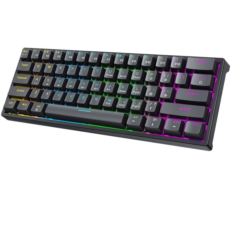 K101 Esports PC Desktop Laptop Gaming Portable 61-Key Mini Backlit Blue Switch True Mechanical Keyboard
