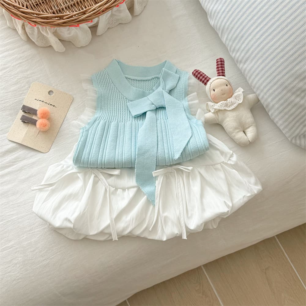 Baby girl vest bud skirt suit 2025 summer summer skirt Korean style two-piece girl summer suit