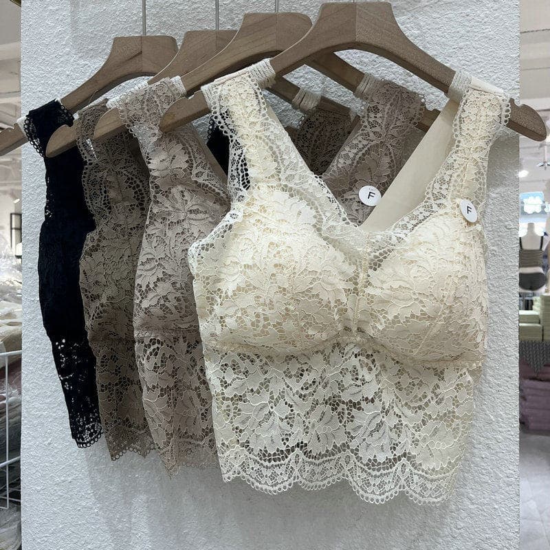 French Sexy Lace Backless Camisole Women V-Neck Integrated Latex Cup Slimming Shapewear V-Back Fashion