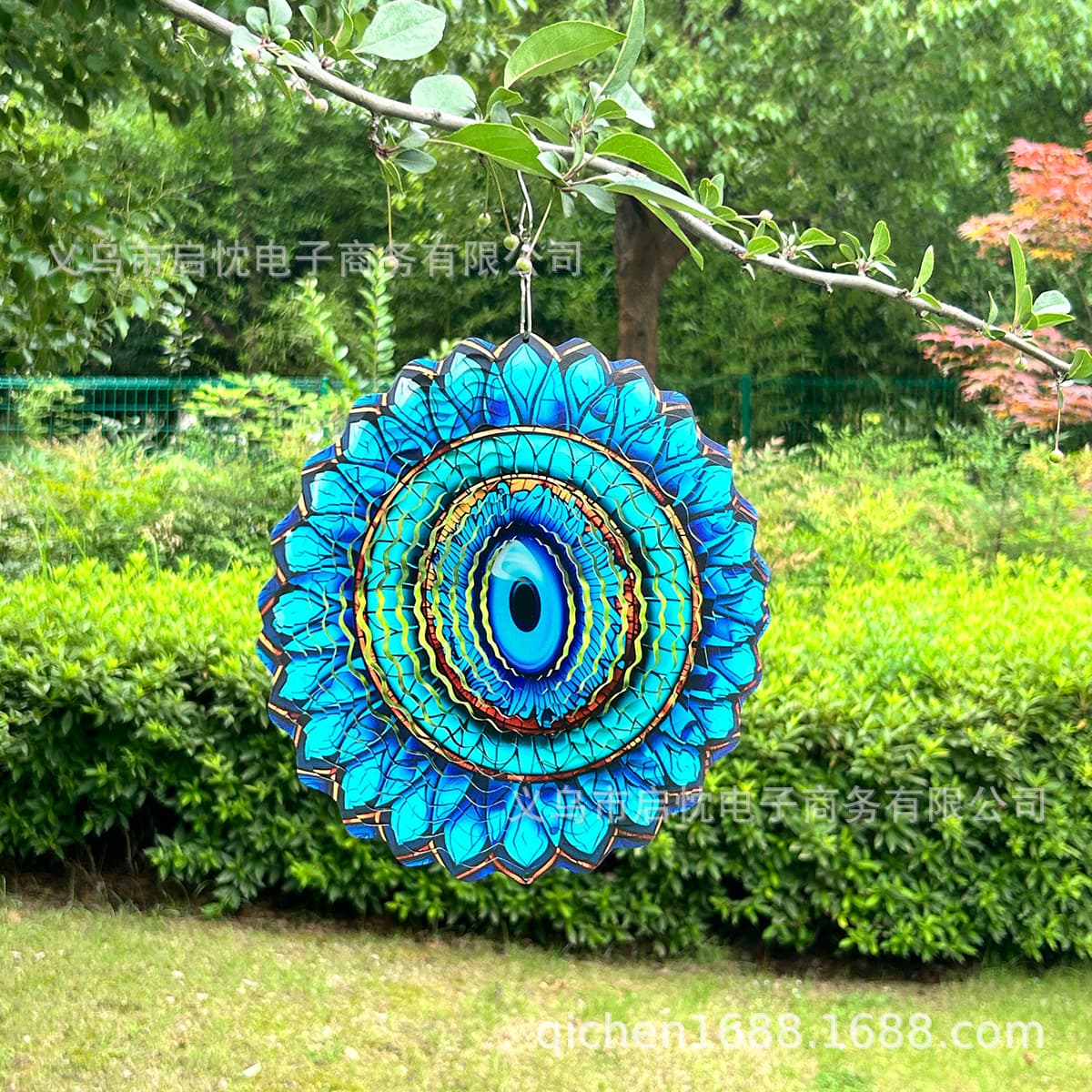 Cross-border 3D Rotating Wind Chime Mandala Wind Spinner Outdoor Garden Balcony Yard Creative Bird Metal Decoration Hanging Ornament