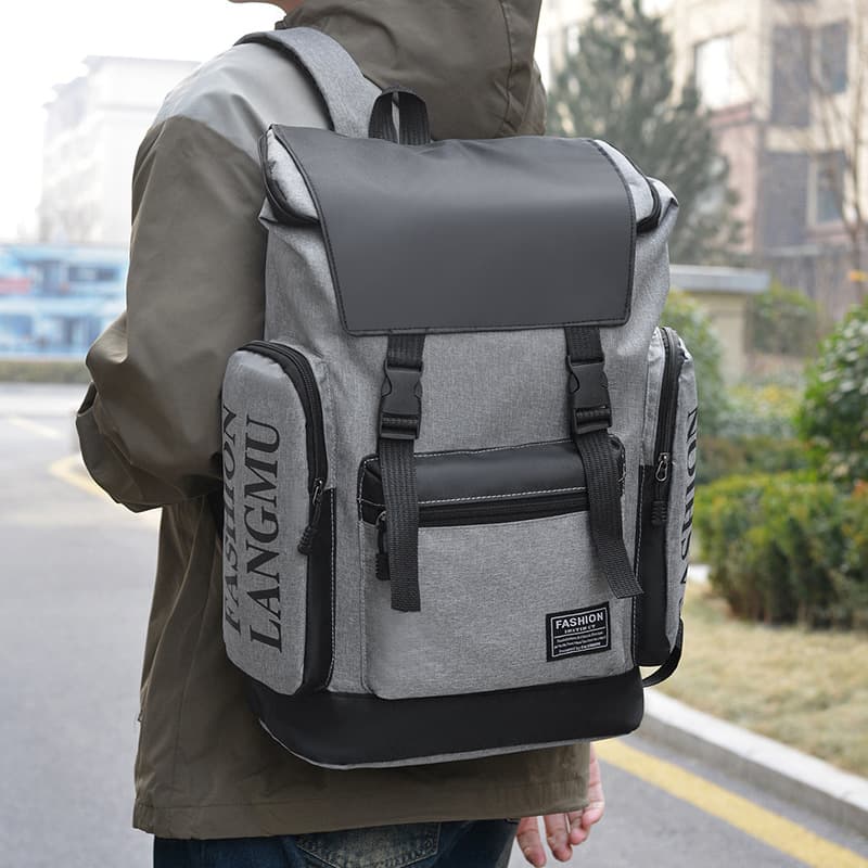 Large Capacity Backpack for Men, Casual Travel Bag, Computer Schoolbag for Middle School, Junior High School, and College Students, Trendy Design