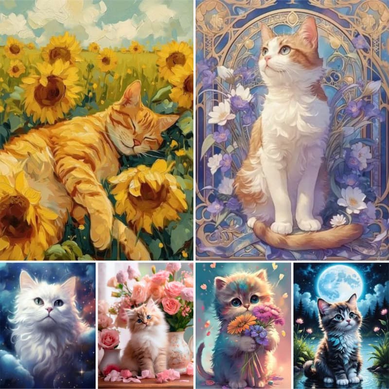 Amazon and AliExpress Hot Selling Cat DIY Diamond Painting 5D Full Drill Factory Direct Wholesale Cross-Border Supply