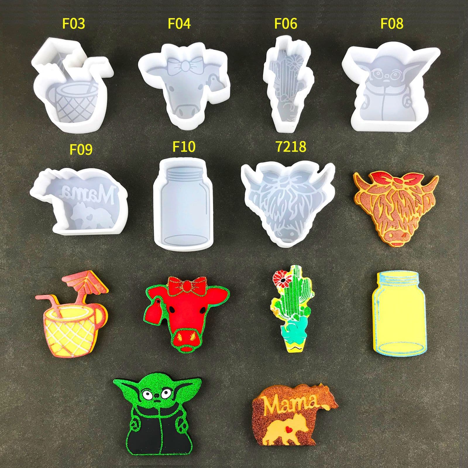 Yoda Aroma Resin Mold DIY Car Diffuser Bull Head Pineapple Cup Cactus Scented Candle Silicone Mold