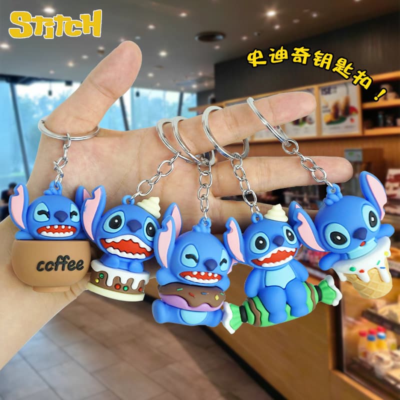 Cartoon Stitch Soft PVC Keychain Cute Car Bag Keychain Wholesale Cartoon Figure Keychain Pendant