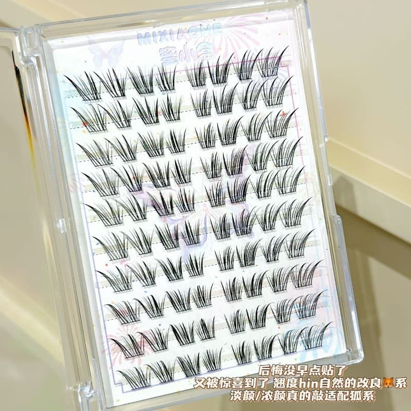 Mi Xiao He Grafting Clear Combo Set: Anime Fox-Eye Fluffy False Lashes, Clear Slim Long Lashes