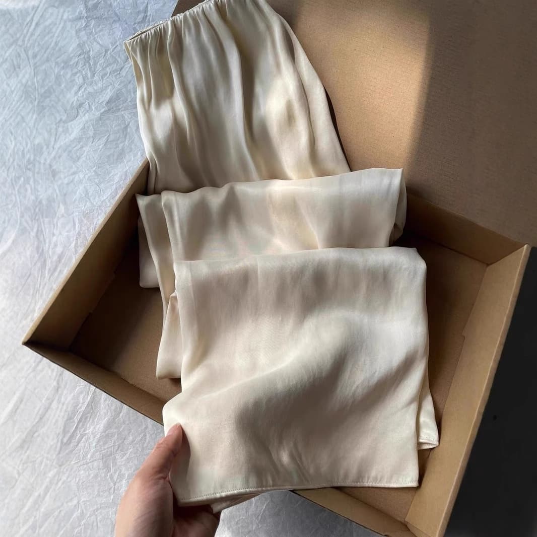 Light Luxury Sheer Mist~ Apricot Cupro Wide-Leg Pants Women 2026 New Style High-End Draped Slimming Casual Pants