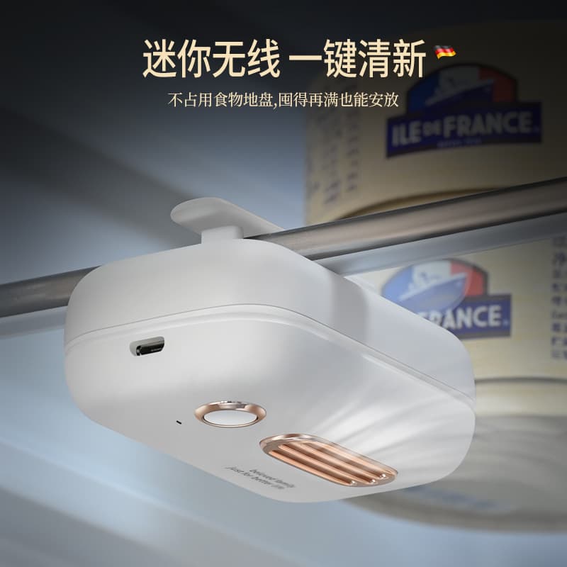 Refrigerator Deodorizer, One-Button Sterilization and Disinfection, Ozone Purifier, Mini Active Fluorine Odor Remover
