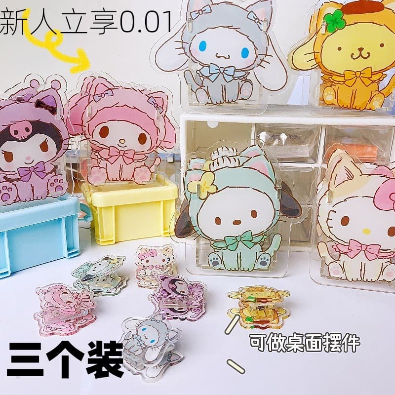 Three-piece Set of Acrylic Clips, Office Clips, Cartoon High-Design Sanrio Kuromi