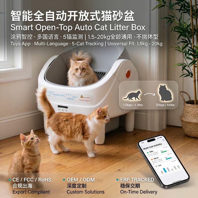 New Smart Semi-Open Automatic Cat Litter Box for Pets