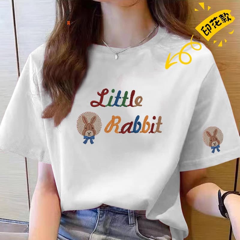 2026 Summer New Women's Cotton Short Sleeve T-Shirt, Fashionable, Versatile, Casual, Plus Size, Pure Cotton Top