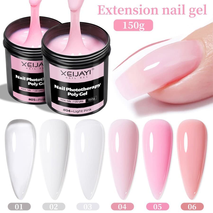150g Large Capacity Builder Gel for Nail Extension, Painless Extension Gel, UV Solid No-Wipe Paperless Fast Crystal Extension Gel