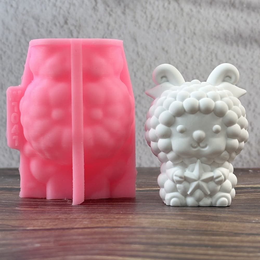 Sheep Figurine Mold Figurine Candle Plaster DIY Plaster Figurine Candle Holder Silicone Mold W1041