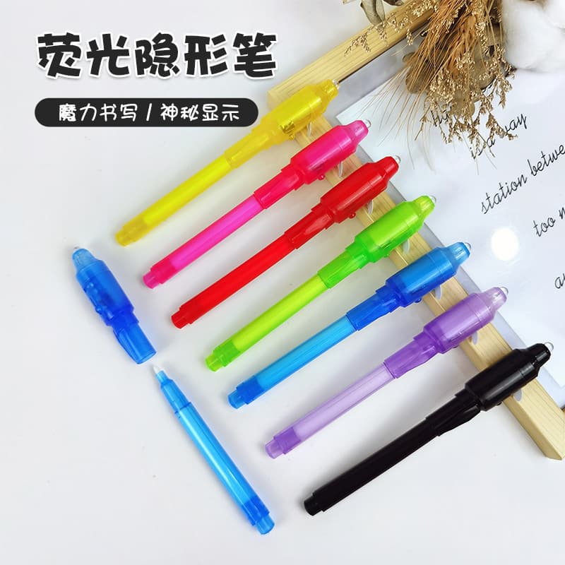 UV Invisible Ink Light Pen for Kids Stationery Multifunctional Fluorescent Pen LED Glow Ultraviolet Invisible Light Pen Wholesale