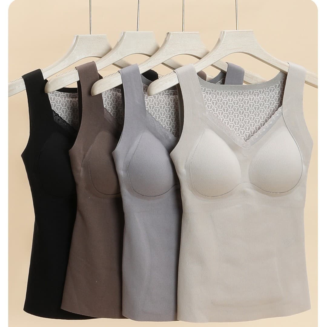 100% Wool Graphene Fixed Cup Vest 8809 Warm, No-Wear, Beautiful Backless Women's Fixed Cup Base Layer Top