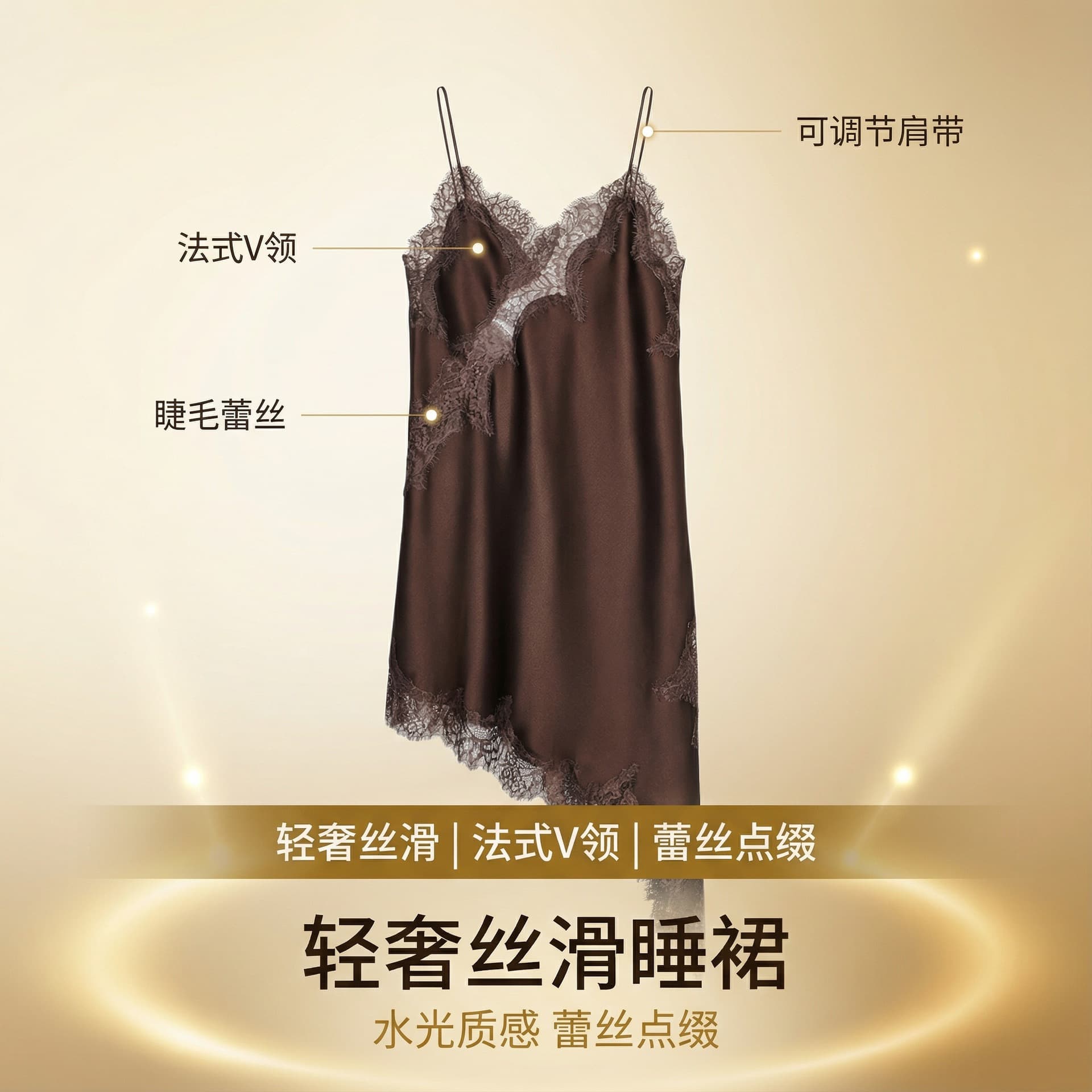 Women's foreign trade cross-border 2025 silk texture sexy lace asymmetrical satin v-neck splicing suspender dress