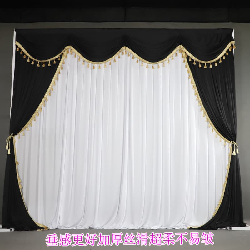 Memorial Hall Decoration Background Cloth Eternal Funeral Gauze Curtains Mortuary Setup Black and White Drapery Funeral Supplies
