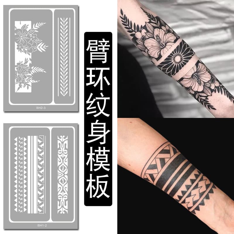 Armband, Garland, Leg Band Tattoo Stencil Large Pattern Maya Totem Plain Flower Airbrush Tattoo Embroidery Stencil Hollow-out Album