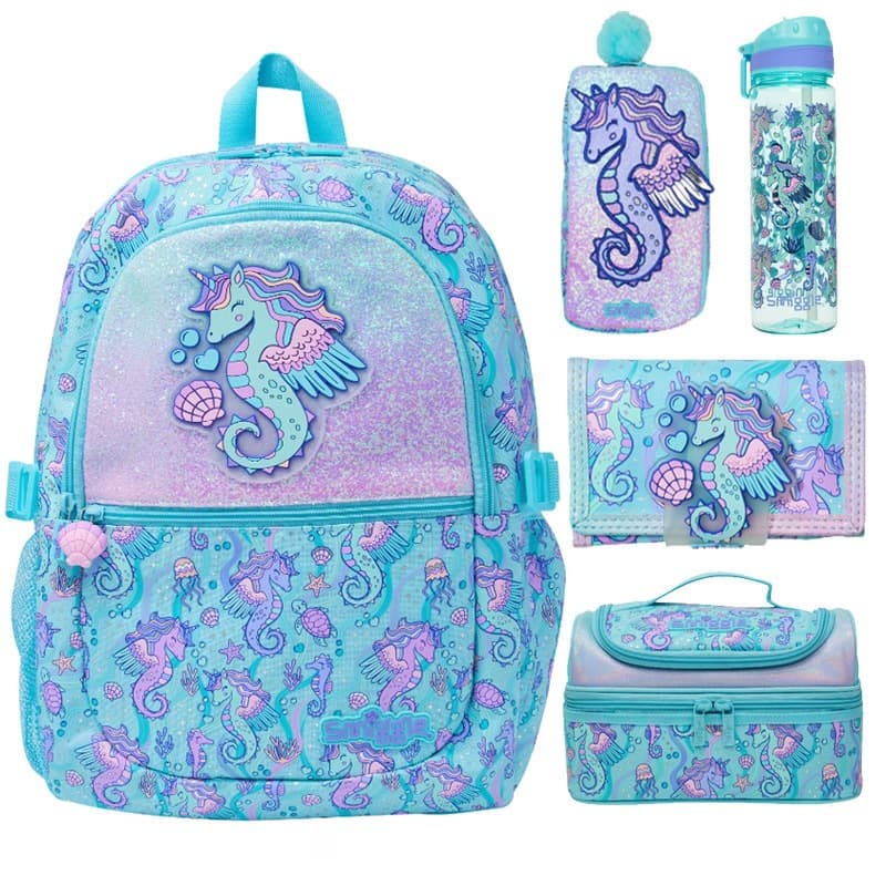 Children's Cartoon Unicorn Seahorse School Bag Girls Large Capacity Backpack Primary School Students Cute Trendy Backpack Gift
