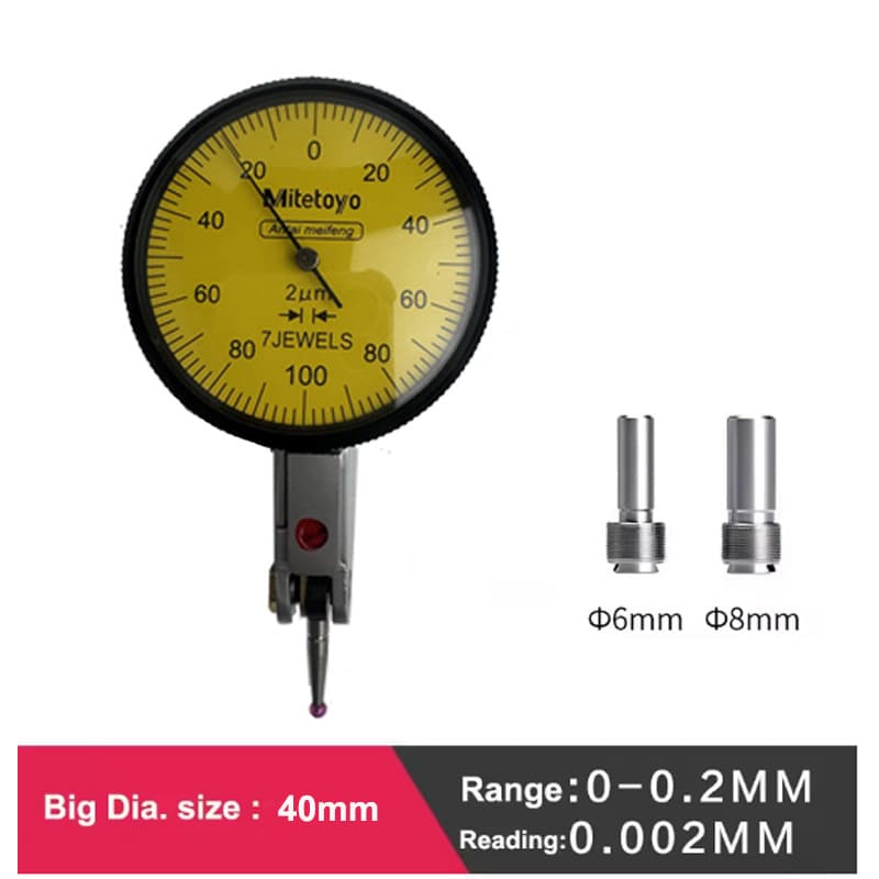 Anti-vibration lever dial indicator, high precision dial indicator, small calibration dial indicator, 0-0.2mm, 0.002mm anti-magnetic lever indicator.