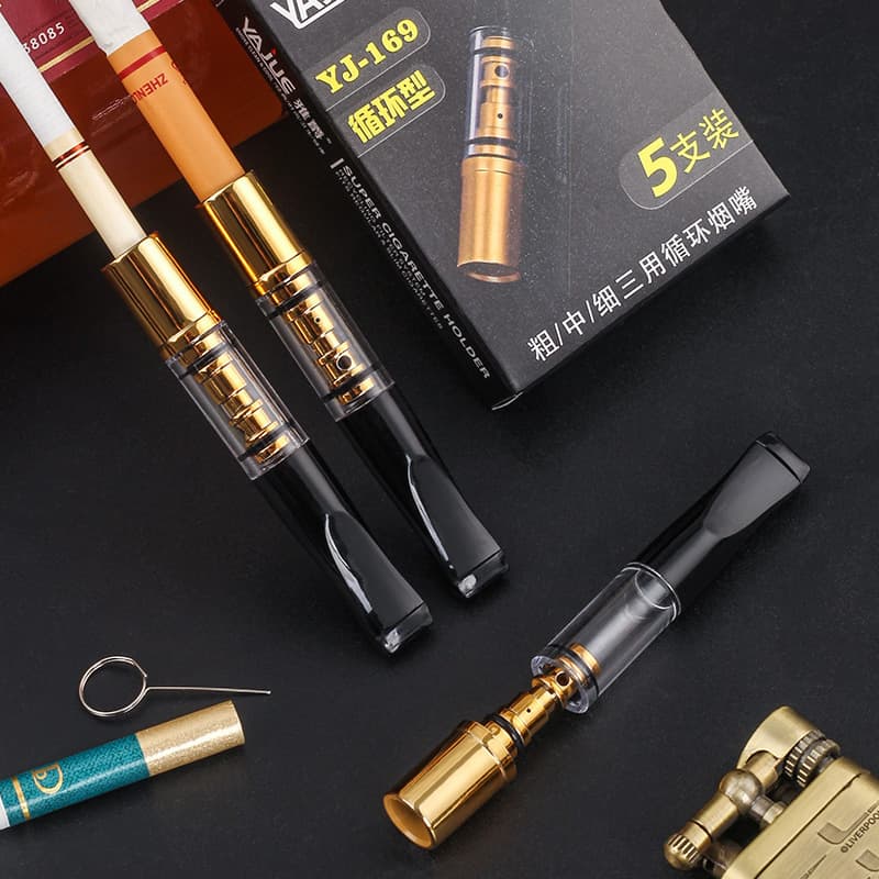 Cigarette holder filter cigarette filter men's circulation type washable coarse, medium and fine three-use smoking filter cigarette purifier