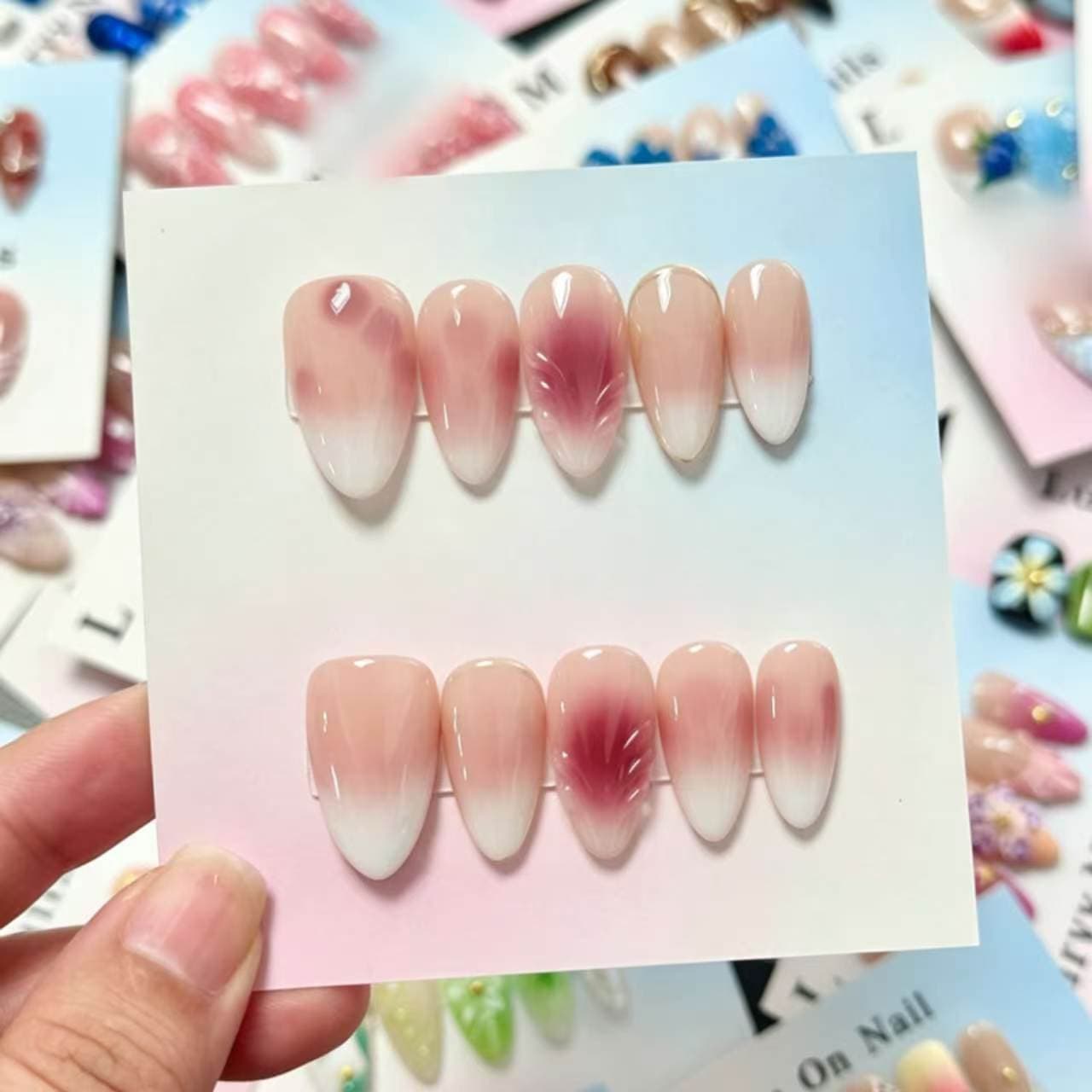[Made in Shenzhen] Wine red smudged, handmade wearable manicure, whitening manicure, nail patch