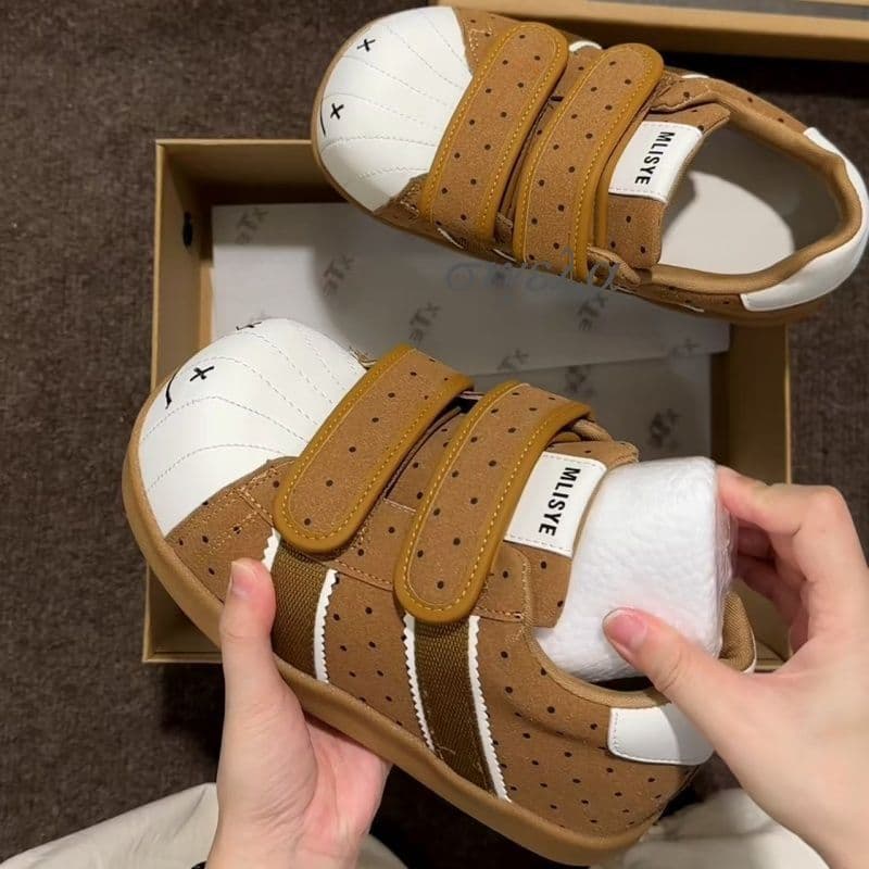 Korean Smiley Face Polka Dot Caterpillar German Training Shoes Women's 2026 Spring Summer New Fashion Shell Toe Ugly Cute Bread Shoes