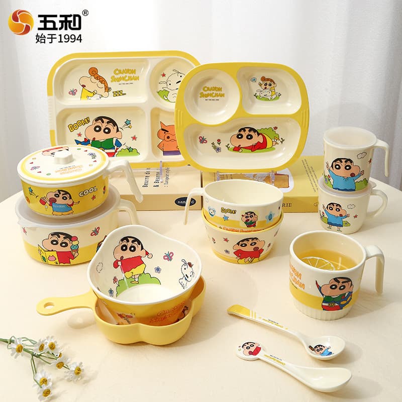 Wuhe Crayon Shin-chan Cute Kids Tableware New Children's Bowl Rice Bowl Soup Bowl Divided Plate Wholesale
