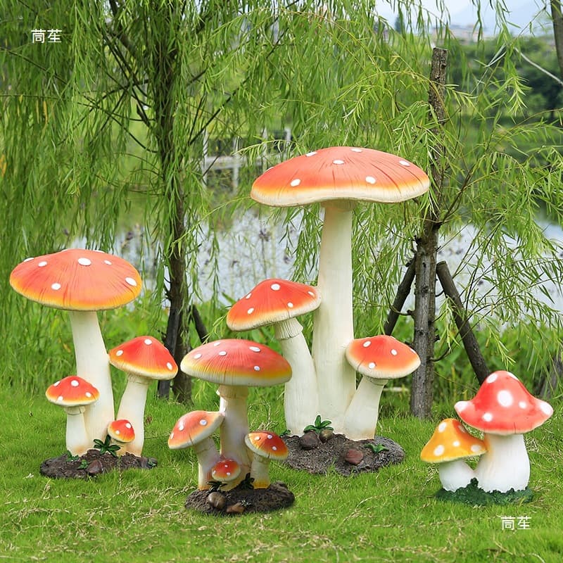 Large Mushroom Resin Sculpture Garden Courtyard Decoration Park Landscape Ornament Plant Fiberglass Figurine Other