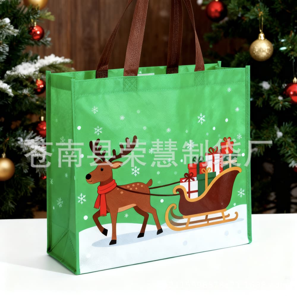 Christmas gift bags with handles, custom non-woven holiday gift sacks, and festive non-woven companion gift bags.
