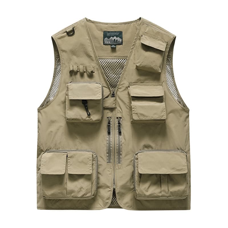 Vest Cargo Multi-Pocket Vest Men's Thin Team Outdoor Vest Breathable Outdoor Sports Vest Black