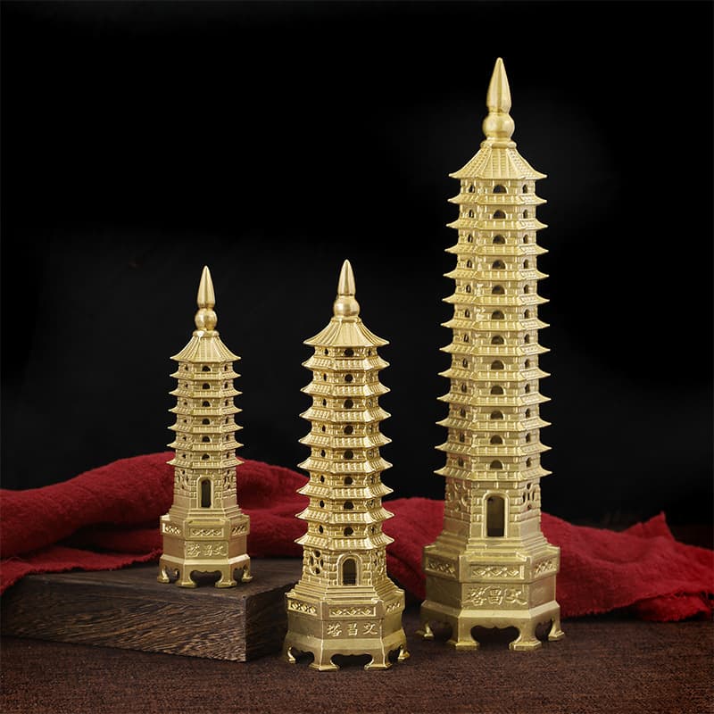 Wenchang Pagoda Ornament, Pure Brass Seven Layer, Nine Layer, Thirteen Layer, Study Desk Decoration Craft, Manufacturer Wholesale