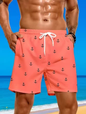 Classic Simple Full-Body Print Beach Shorts Casual 3D Printed Breathable Solid Color Summer Trendy Shorts