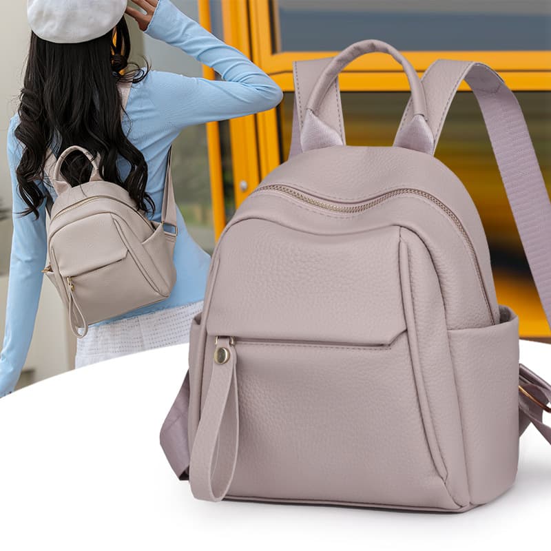 Casual Backpack for Women 2025 Summer PU Soft Leather Large Capacity Travel Bag Fashionable Ladies Backpack