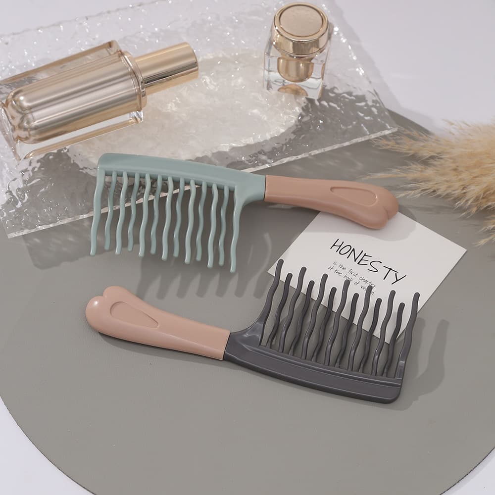 Double Row Large Tooth Comb Men's Hair Brush Scalp Massage Comb Hair Curling Styling Comb Wool Roll One Piece Batch
