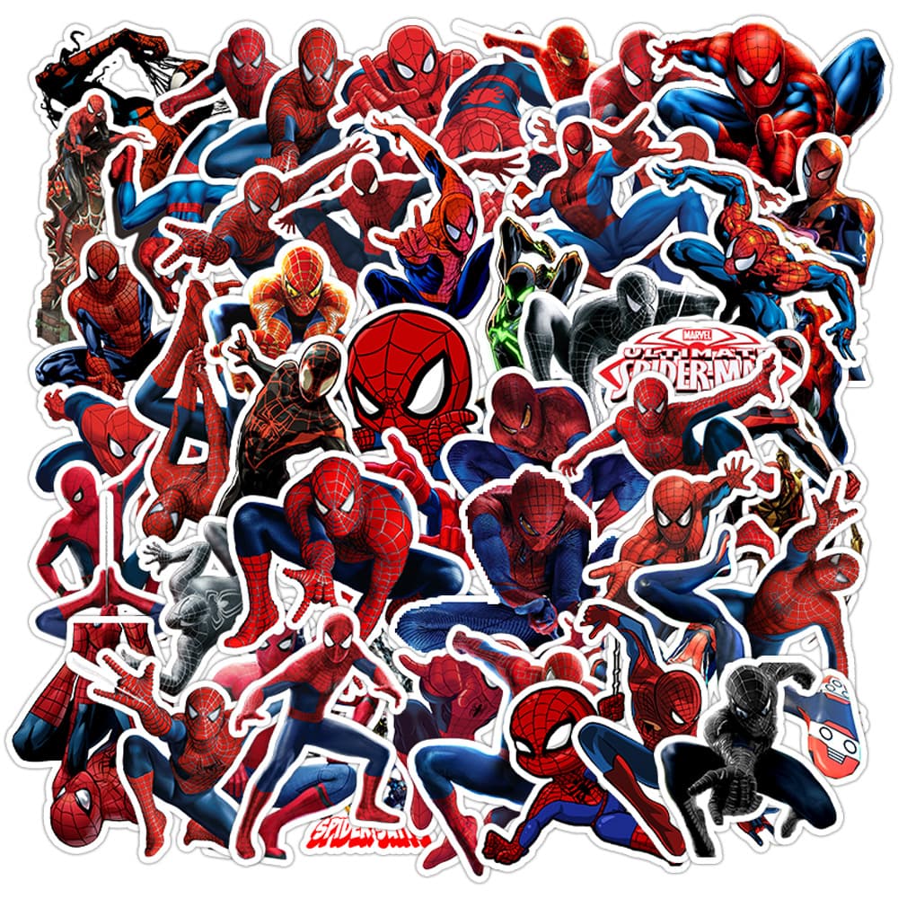 50 Spider-Man Anime Stickers for Kids, Waterproof Cups, Luggage, and Phones