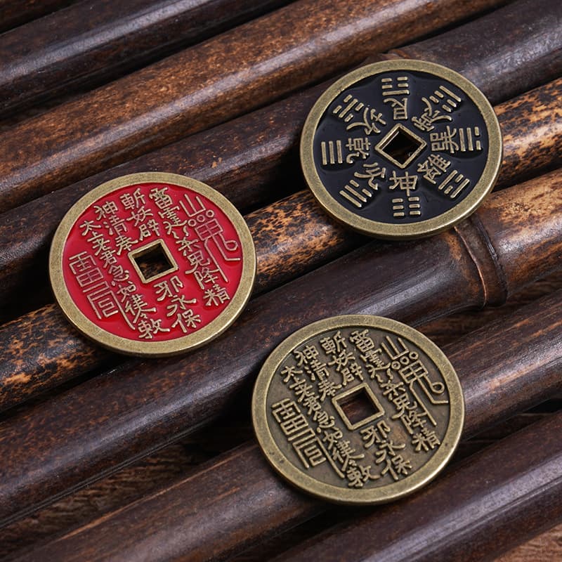 Live Hot Selling 4.0 Antique Mountain Ghost Coin Key Accessory Imitation Brass Antique Coin Bagua Copper Coin Decorative Accessory
