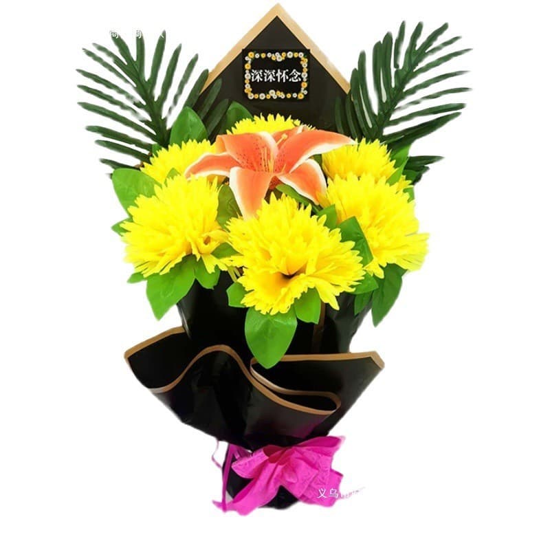 Cemetery bouquets and hand-held flowers manufacturers, cemetery artificial flowers, chrysanthemum bouquets for Qingming Festival grave sweeping and remembrance