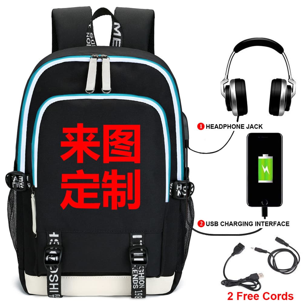 Drop Shipping Custom Image Backpack with USB Charging Port, Unisex Travel Laptop Backpack
