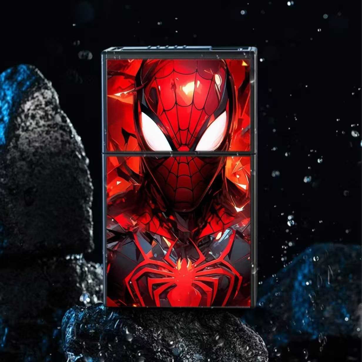 Cross-border Marvel Hero Cigarette Case with Rechargeable Arc Lighter, Creative Cigarette Case Lighter 2-in-1
