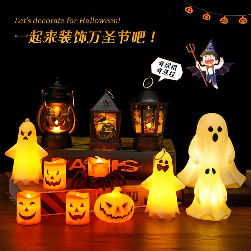 Halloween Handheld Pumpkin Lantern LED Electronic Candle Light Party Decoration Props Ambient Light Ornament Wholesale