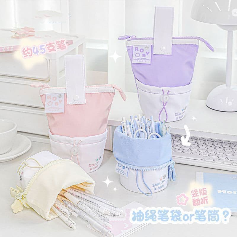 New Foldable Standing Pencil Case Creative Multifunctional Cute High-Design Pen Holder Large Capacity Student Stationery Organizer