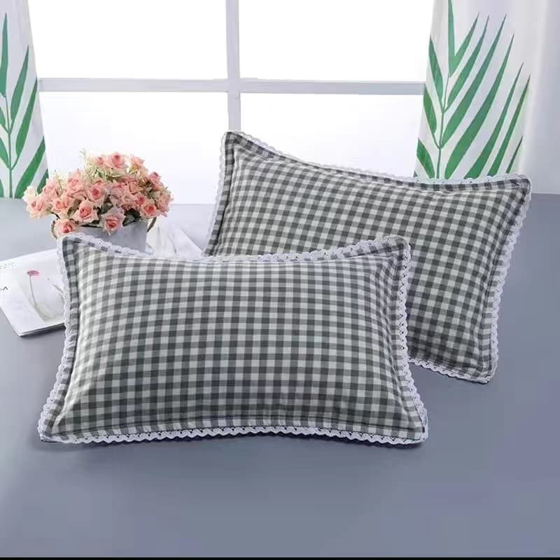 Manufacturer-Produced Pure Cotton Washed Cotton Pillowcase Plaid Quilted Pillow Cover Adult Thickened Student Dormitory Pillowcase 100% Cotton