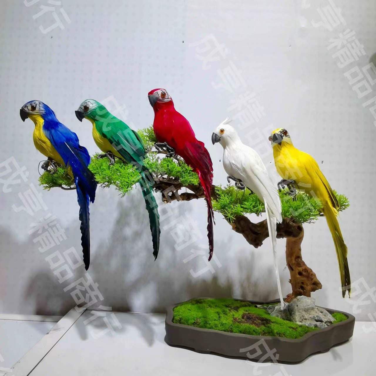 [25cm Simulated Parrot] Macaw Feather Ornament Home Decoration Garden Bird Landscape Crafts