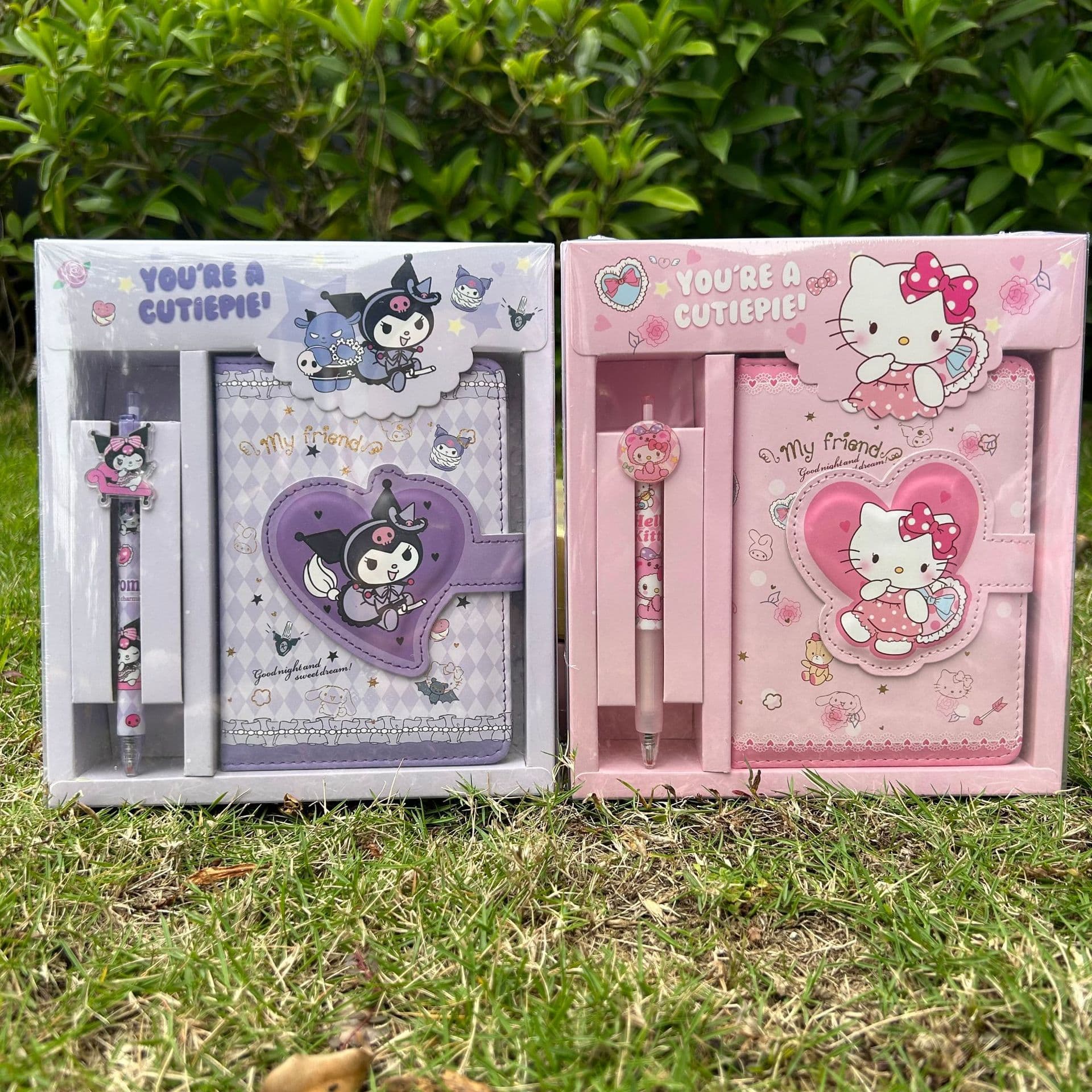 Sanrio Stationery Set for Primary and Secondary Students, Girls' Gift PU Leather Cover Loose-leaf Notebook Diary
