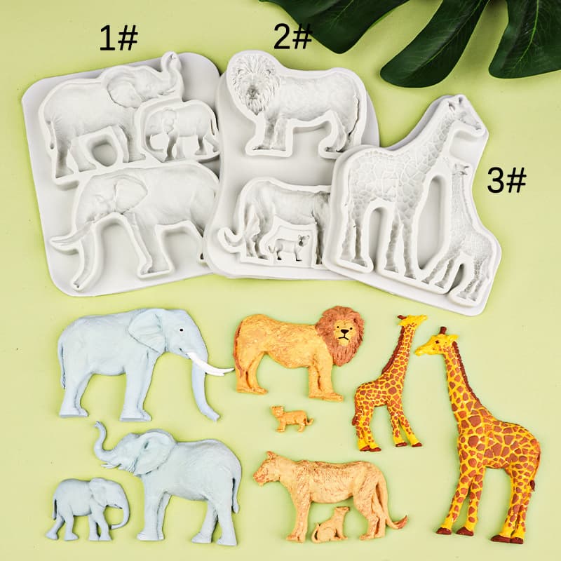 African Elephant Giraffe Animal Chocolate Fondant Silicone Mold Lion Cookie Decoration Cake Baking Mold
