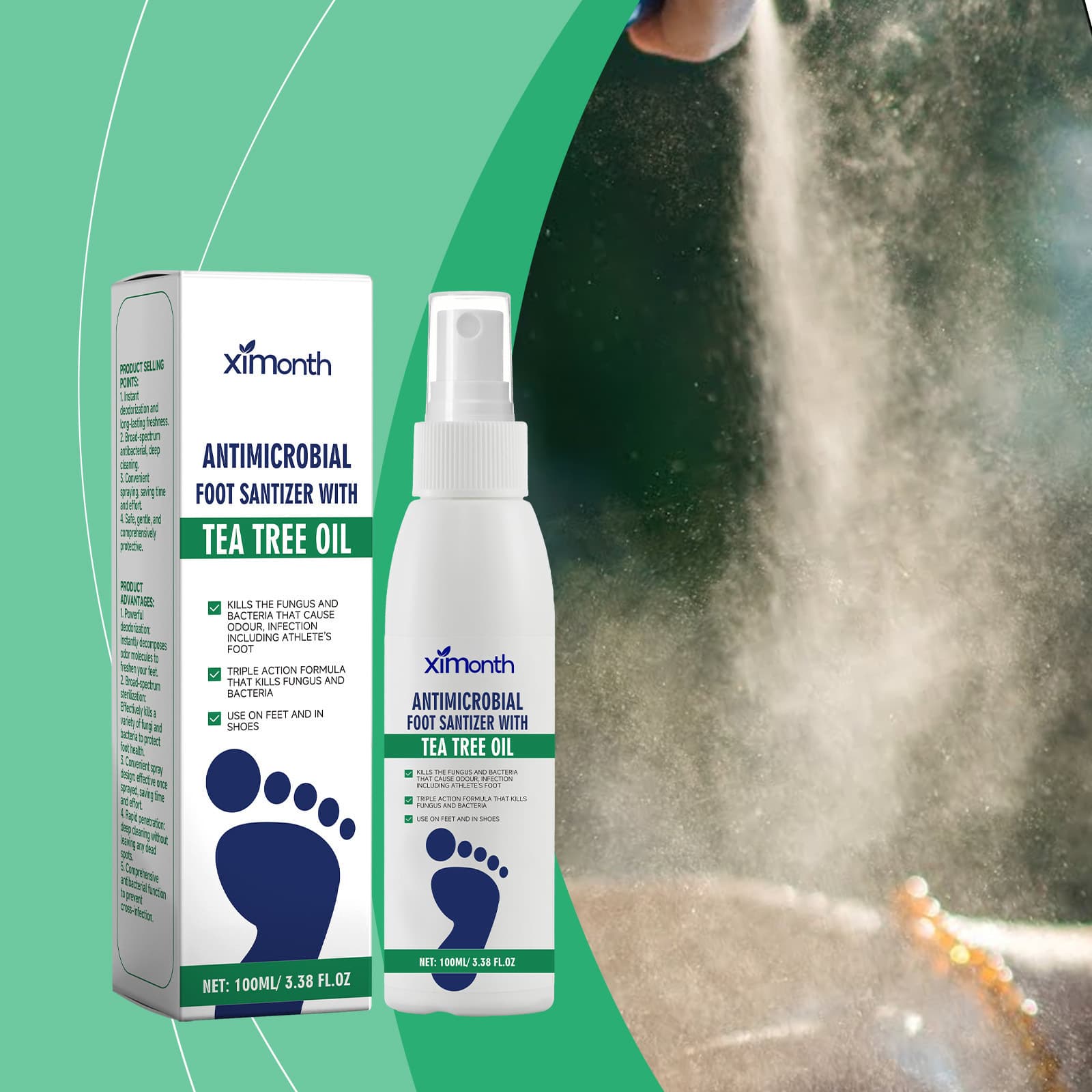 XIMONTH Foot Care Spray Moisturizing Dry Heels Hydrating Deodorizing Foot Care
