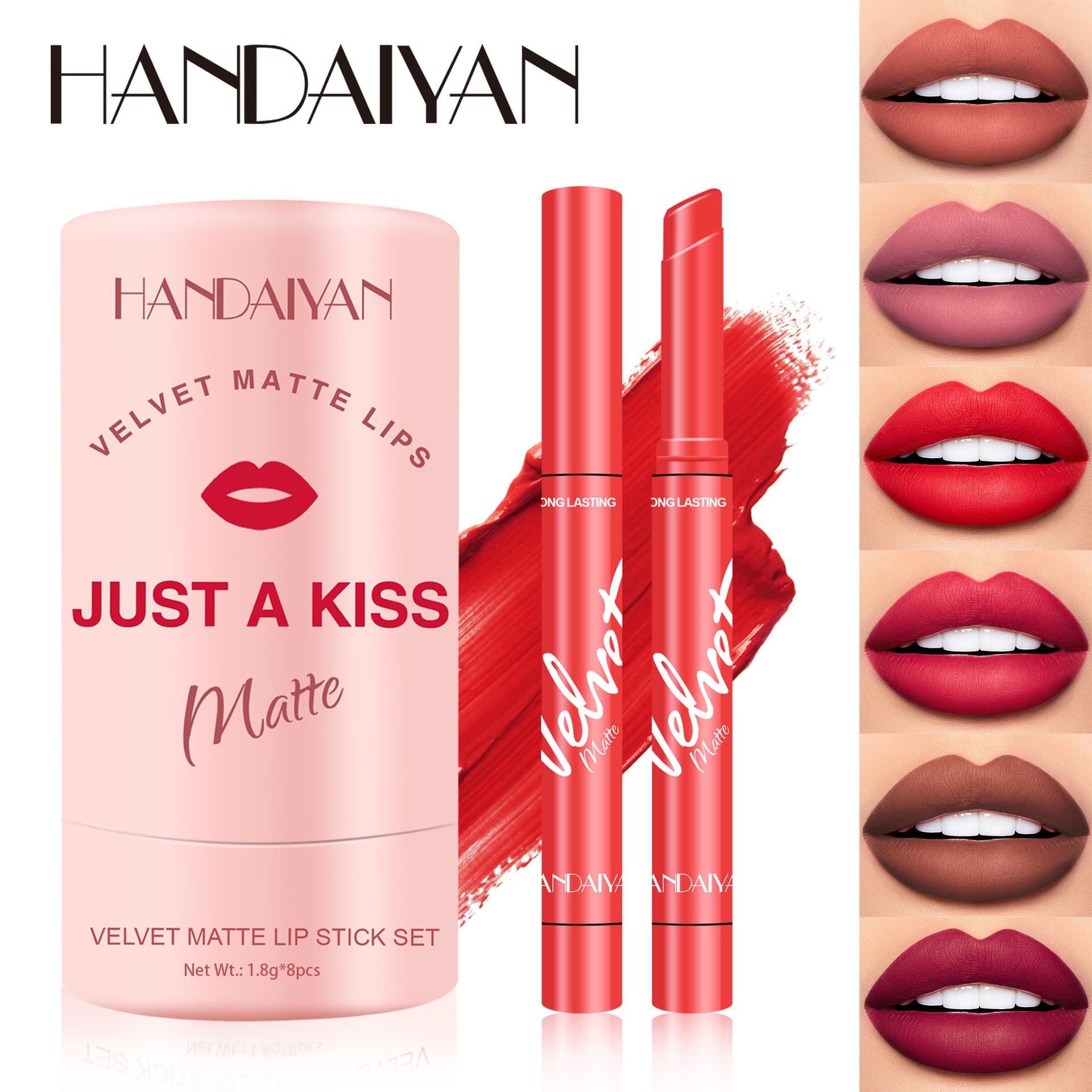 Handaiyan matte lipstick tube set thin tube lipstick lip glaze cosmetics lipstick cross-border wholesale